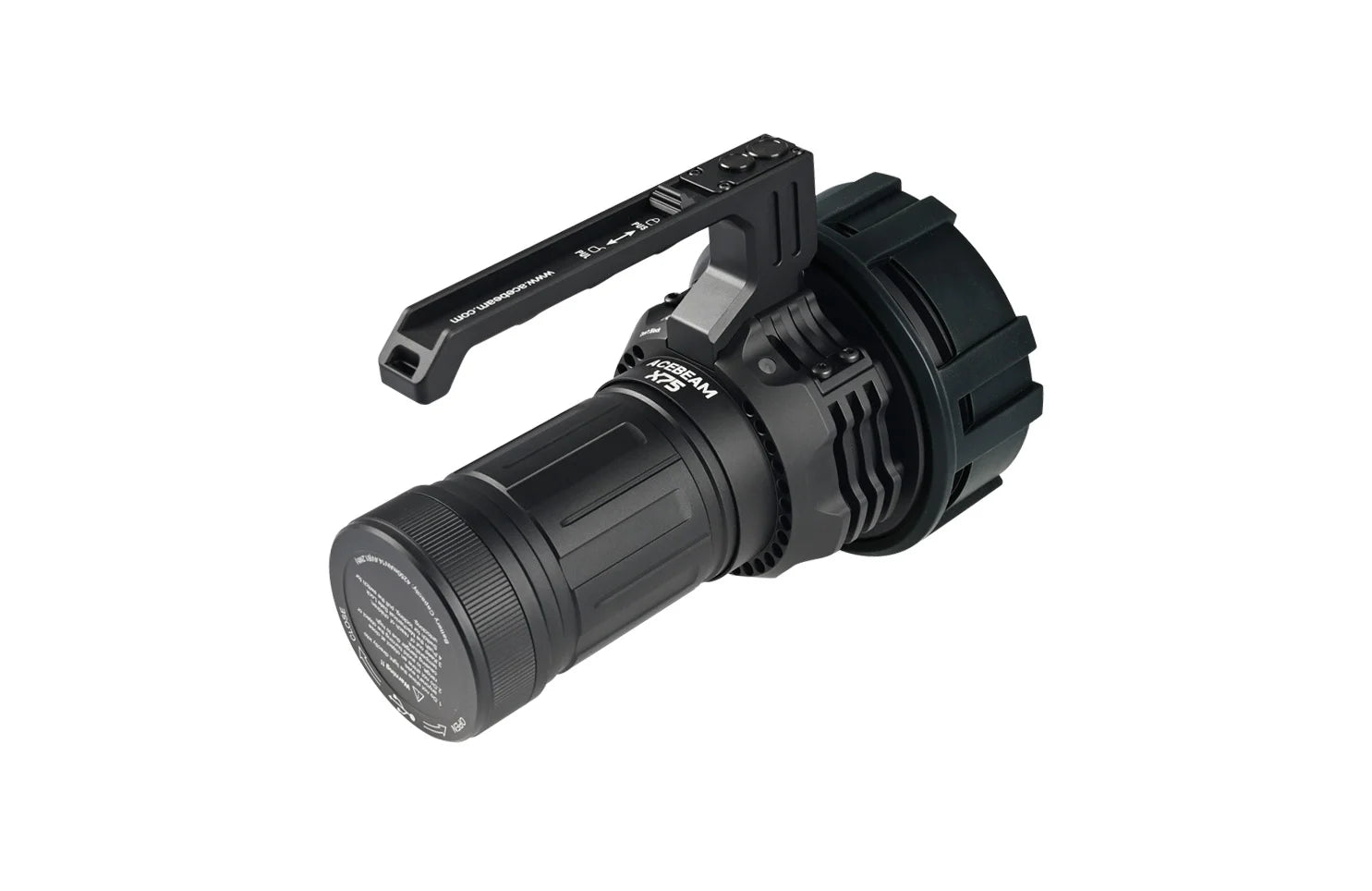 Acebeam X75 brightest rechargeable LED flashlight with 80,000 lumens brightness and built-in power bank for search and outdoor use