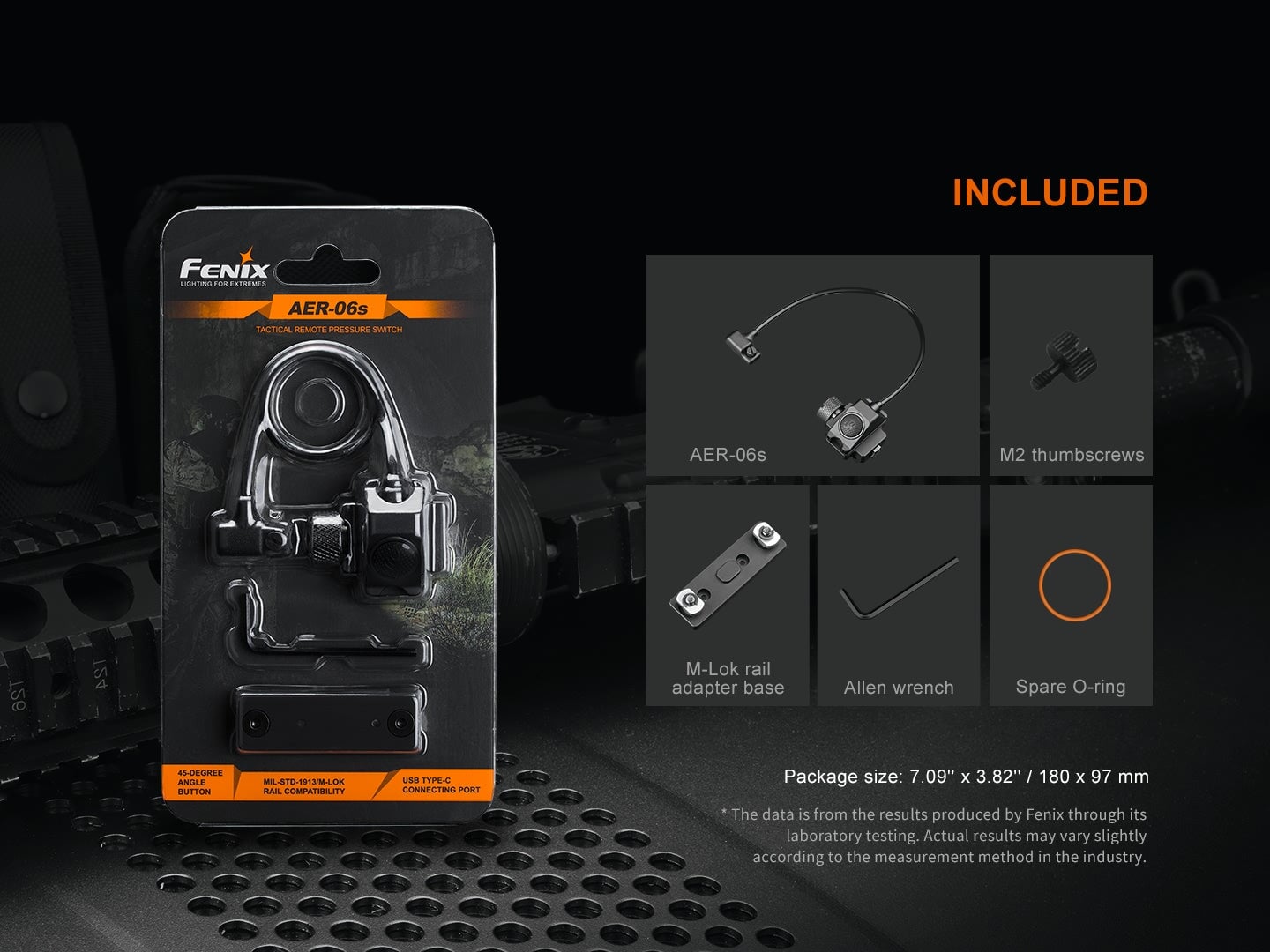 Fenix AER-06s tactical remote pressure switch for GL19R flashlight providing instant light activation and weapon-mounted control