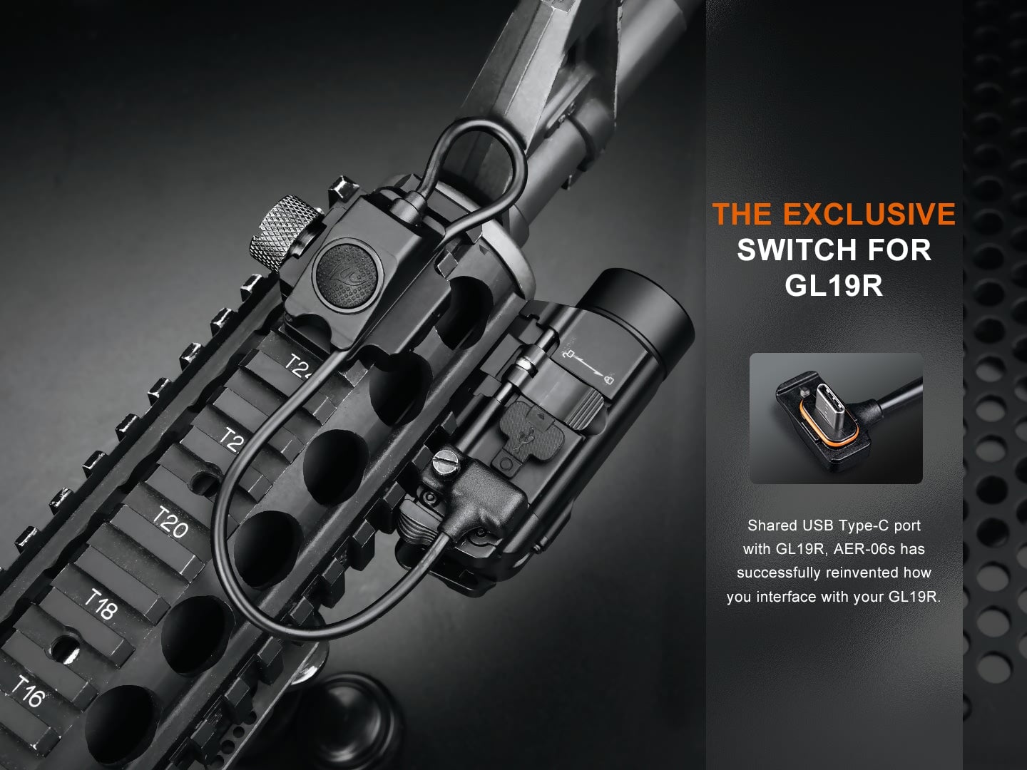 Fenix AER-06s tactical remote pressure switch for GL19R flashlight providing instant light activation and weapon-mounted control