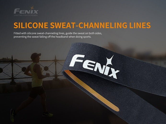 Fenix AFH-10 adjustable headband with built-in sweatband for LED headlamps, running, and outdoor activities