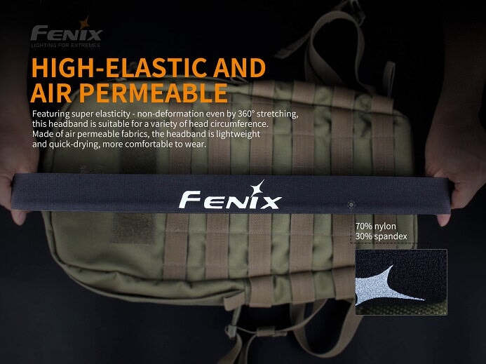 Fenix AFH-10 adjustable headband with built-in sweatband for LED headlamps, running, and outdoor activities