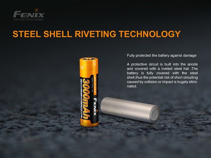 Fenix ARB-L18-3000P 18650 high-draw 3000mAh rechargeable Li-ion battery for LED flashlights and high-performance devices
