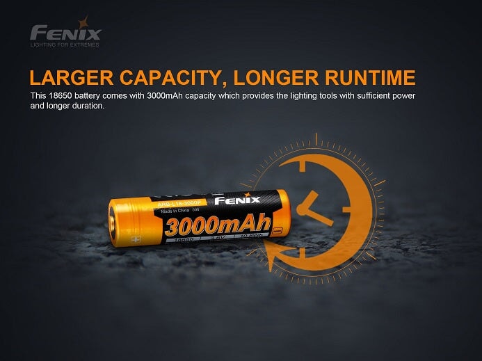 Fenix ARB-L18-3000P 18650 high-draw 3000mAh rechargeable Li-ion battery for LED flashlights and high-performance devices