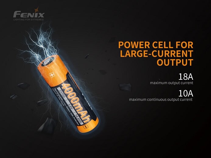 Fenix ARB-L21-4000P 21700 high-draw rechargeable 4000mAh Li-ion battery for powerful LED flashlights and high-performance devices