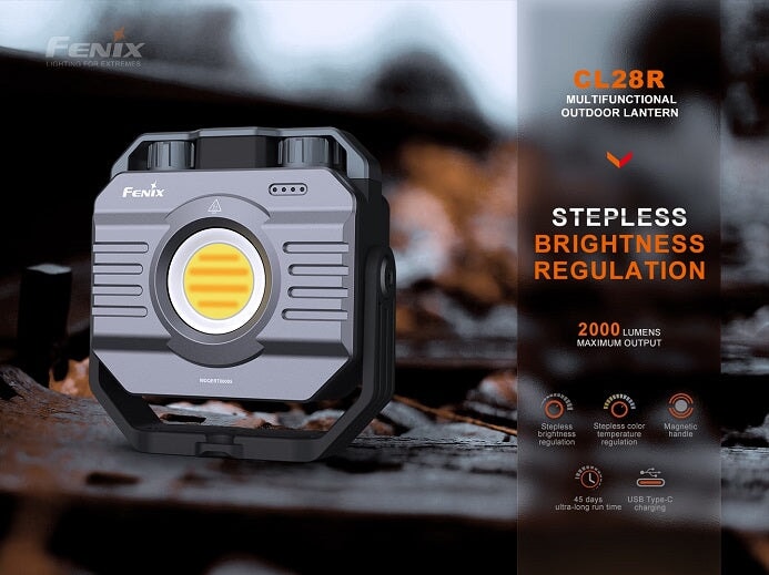 Fenix CL28R multifunctional rechargeable outdoor lantern with 2000 lumens brightness for camping, work, and emergency lighting