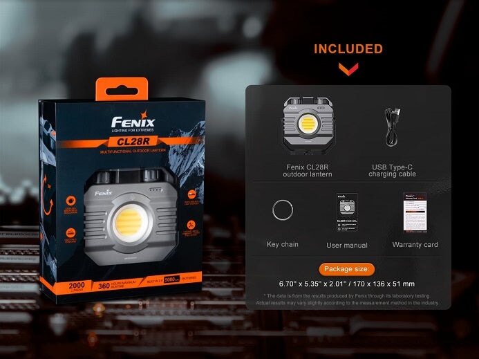 Fenix CL28R multifunctional rechargeable outdoor lantern with 2000 lumens brightness for camping, work, and emergency lighting