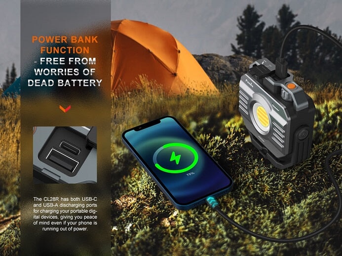 Fenix CL28R multifunctional rechargeable outdoor lantern with 2000 lumens brightness for camping, work, and emergency lighting
