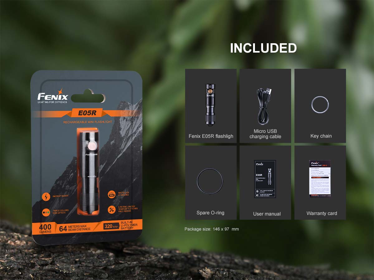Fenix E05R Mini 400 Lumens LED Flashlight - Options Flashlight Fenix