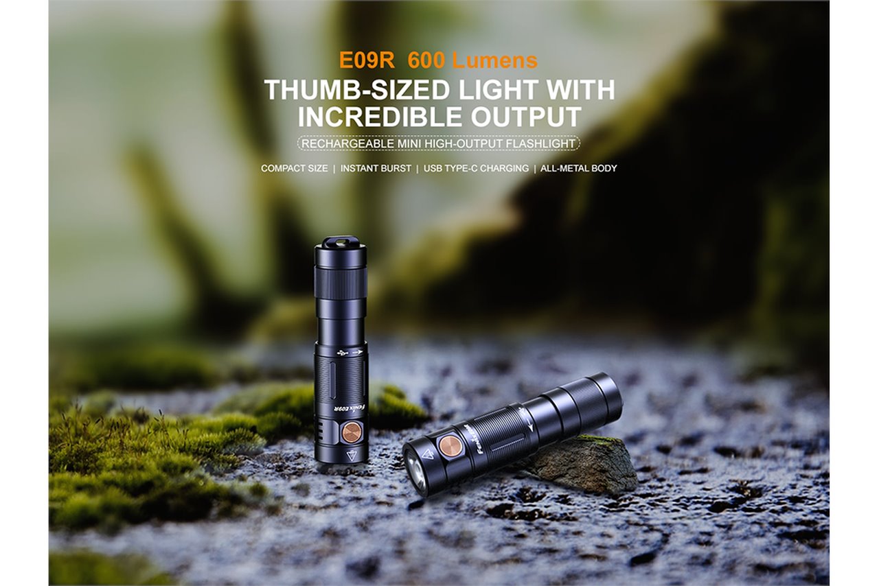 Fenix E09R 600 Lumens Rechargeable High-Output LED Flashlight Flashlight Fenix