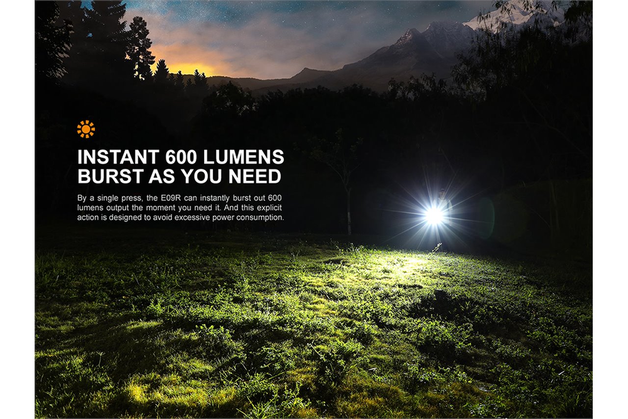 Fenix E09R 600 Lumens Rechargeable High-Output LED Flashlight Flashlight Fenix