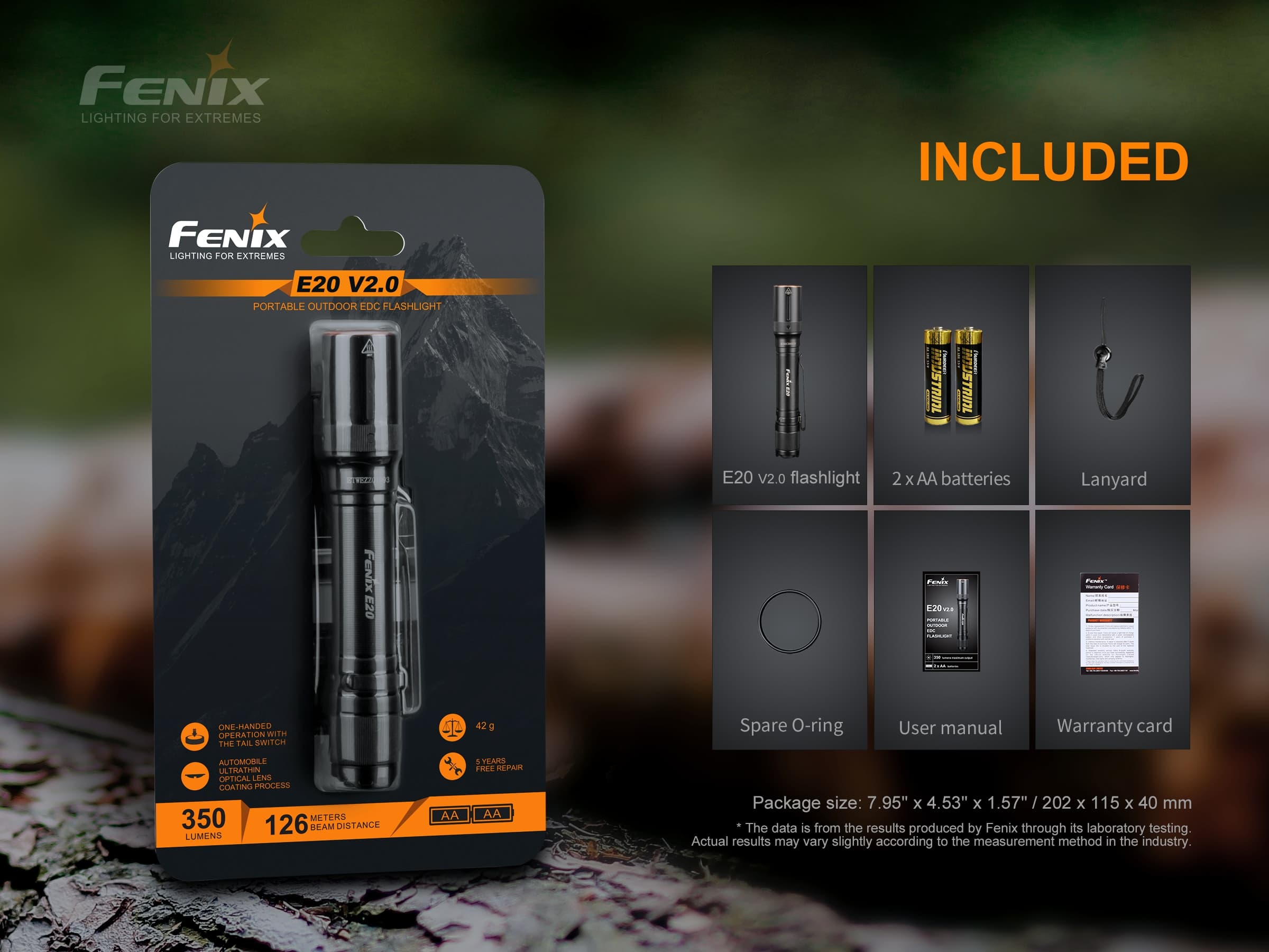 Fenix E20 v2.0 EDC AA Flashlight - 350 lumens Flashlight Fenix