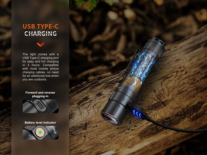 Fenix E35R rechargeable high-performance EDC flashlight with 3100 lumens brightness for outdoor, professional, and everyday lighting