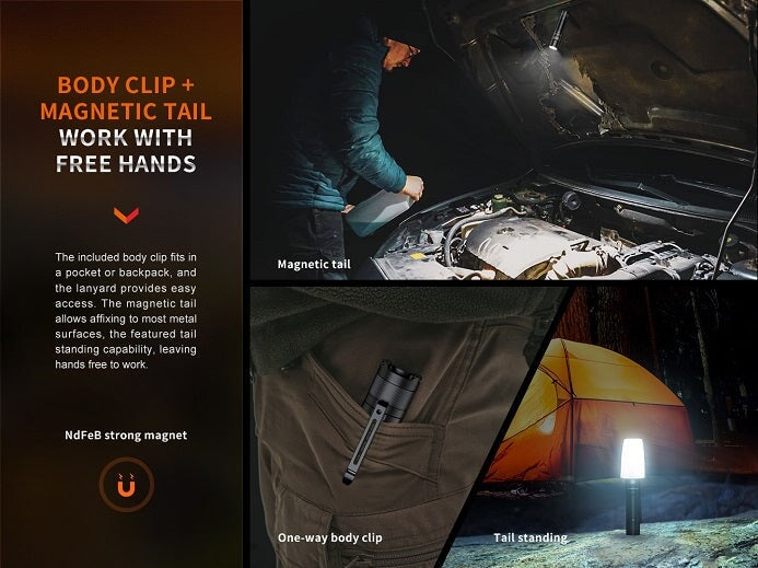 Fenix E35R rechargeable high-performance EDC flashlight with 3100 lumens brightness for outdoor, professional, and everyday lighting