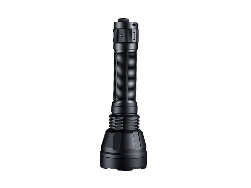 Fenix HT32 rechargeable LED flashlight with 2500 lumens brightness and red, green, and white light outputs for outdoor and hunting use