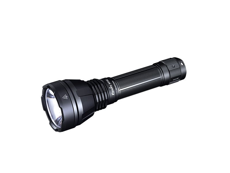 Fenix HT32 rechargeable LED flashlight with 2500 lumens brightness and red, green, and white light outputs for outdoor and hunting use