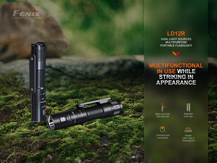 FENIX LD12R DUAL LIGHT SOURCE MULTIPURPOSE RECHARGEABLE FLASHLIGHT Fenix