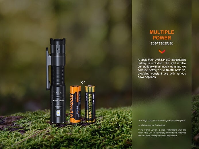 FENIX LD12R DUAL LIGHT SOURCE MULTIPURPOSE RECHARGEABLE FLASHLIGHT Fenix