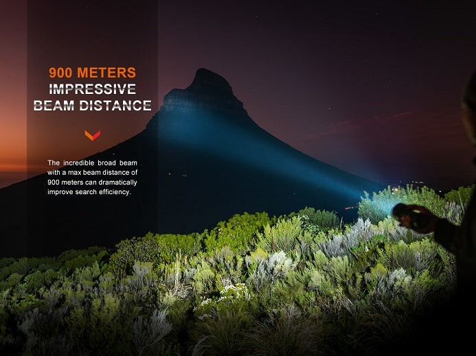 Fenix LR40R V2.0 rechargeable LED flashlight with 15,000 lumens brightness for search, rescue, and outdoor professional applications