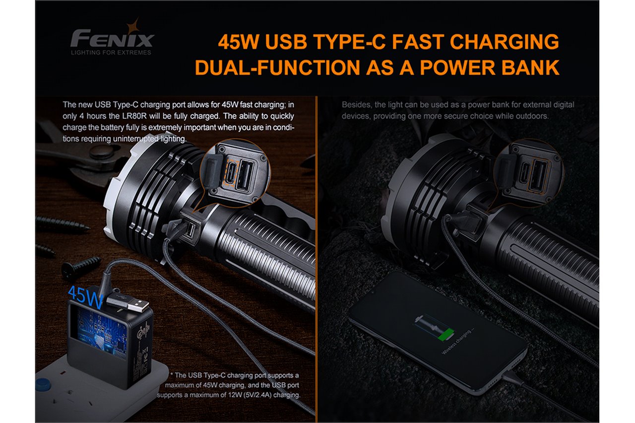 Fenix LR80R 18000 Lumens Rechargeable LED Searchlight Flashlight Fenix