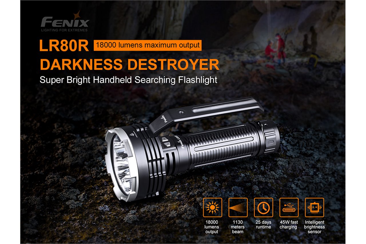 Fenix LR80R 18000 Lumens Rechargeable LED Searchlight Flashlight Fenix