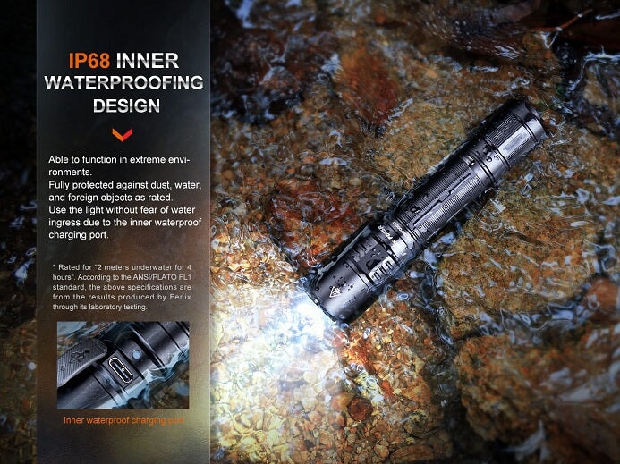Fenix PD35R compact rechargeable tactical LED flashlight with 1700 lumens brightness for law enforcement, work, and outdoor use