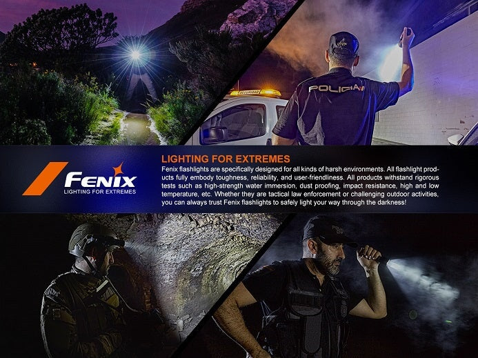 Fenix PD35R compact rechargeable tactical LED flashlight with 1700 lumens brightness for law enforcement, work, and outdoor use