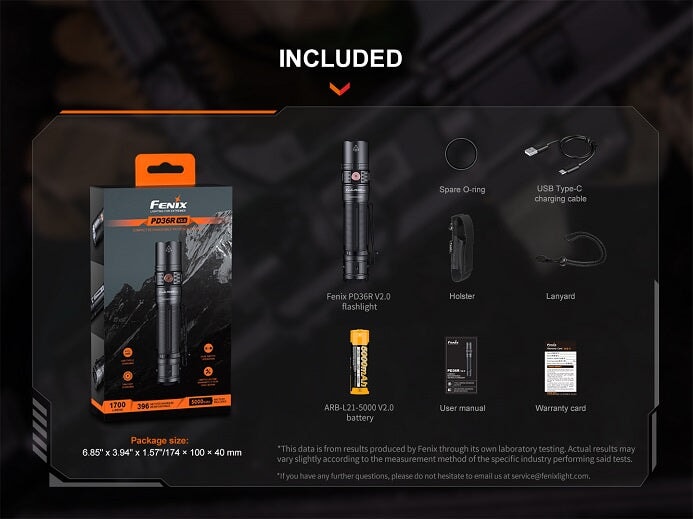 FENIX PD36R V2.0 COMPACT RECHARGEABLE TACTICAL FLASHLIGHT Flashlight Fenix