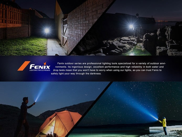 Fenix PD40R V3.0 rechargeable flashlight with 3000 lumens brightness and rotary switch control for tactical and professional lighting