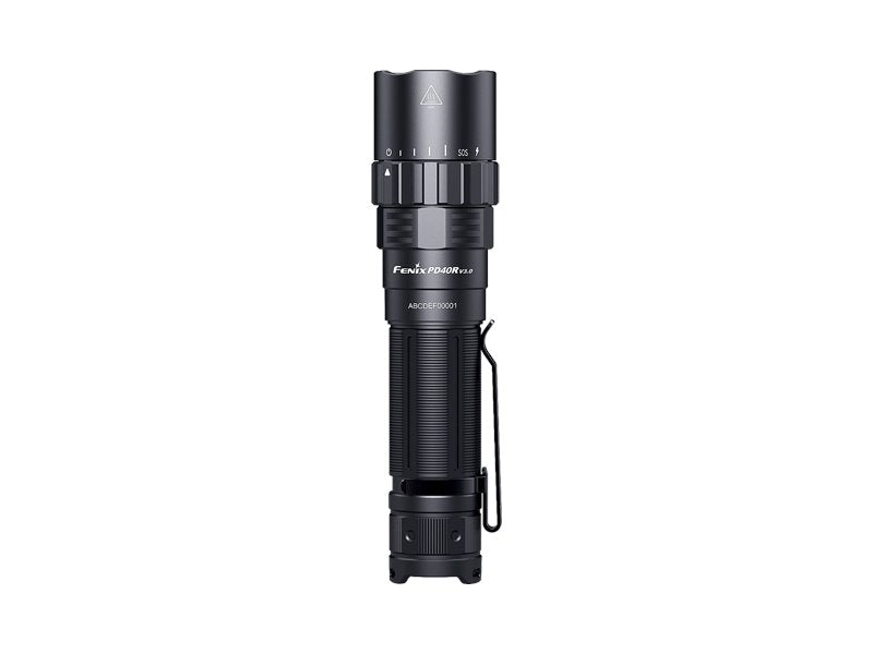 Fenix PD40R V3.0 rechargeable flashlight with 3000 lumens brightness and rotary switch control for tactical and professional lighting