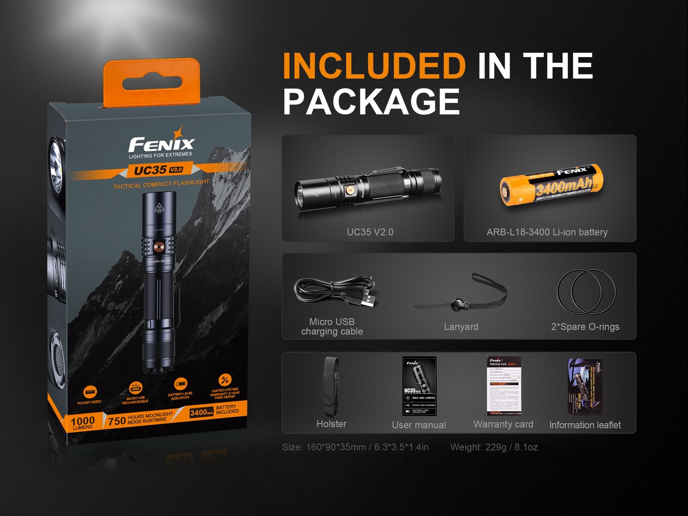 Fenix UC35 V2.0 Rechargeable LED Flashlight Flashlight Fenix