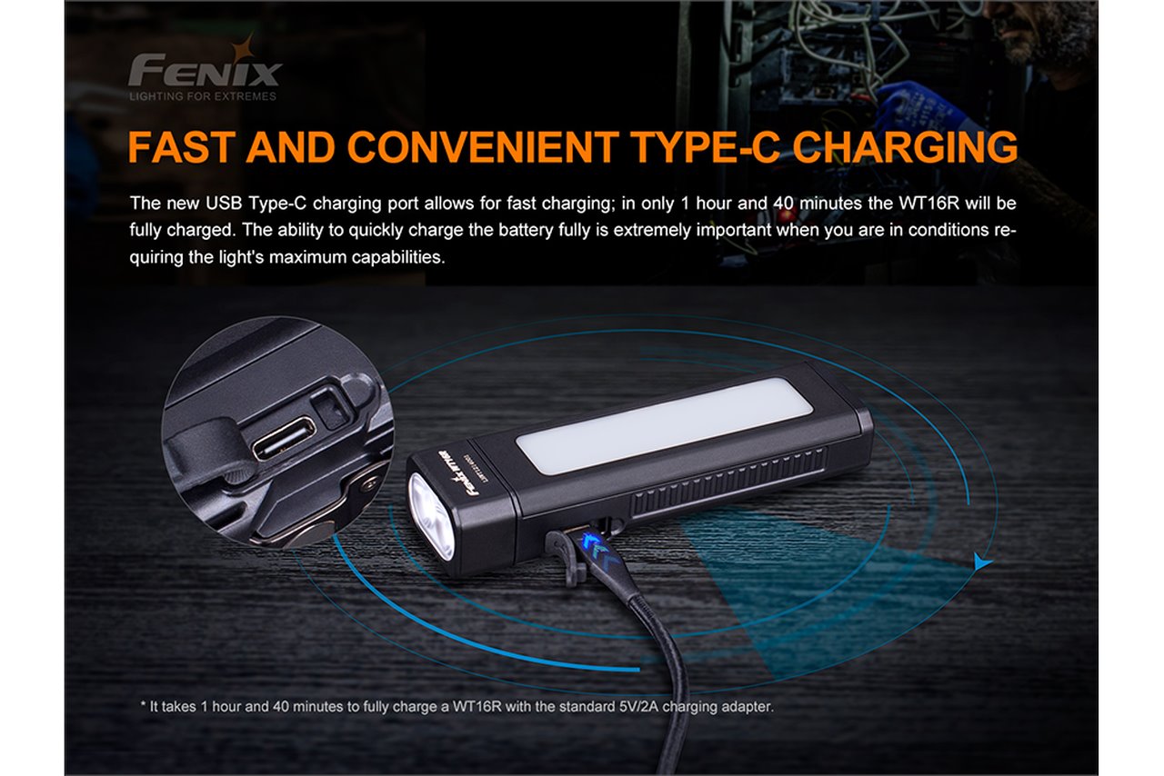 Fenix WT16R 300 Lumens Rechargeable LED Work Flashlight Flashlight Fenix
