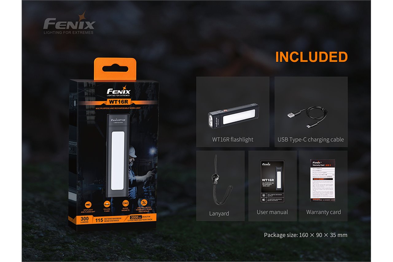 Fenix WT16R 300 Lumens Rechargeable LED Work Flashlight Flashlight Fenix
