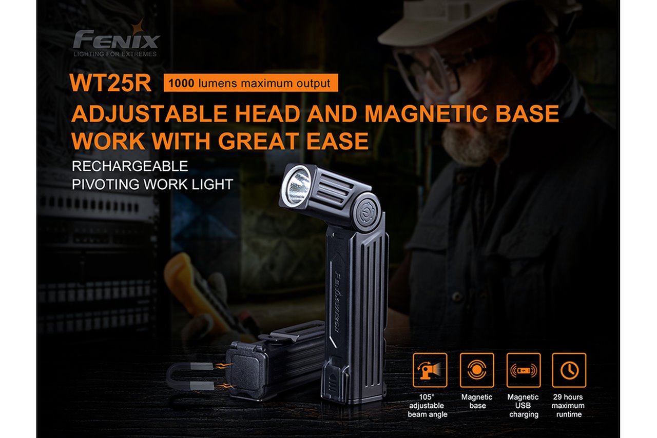 Fenix WT25R 1000 Lumens Rechargeable LED Work Flashlight