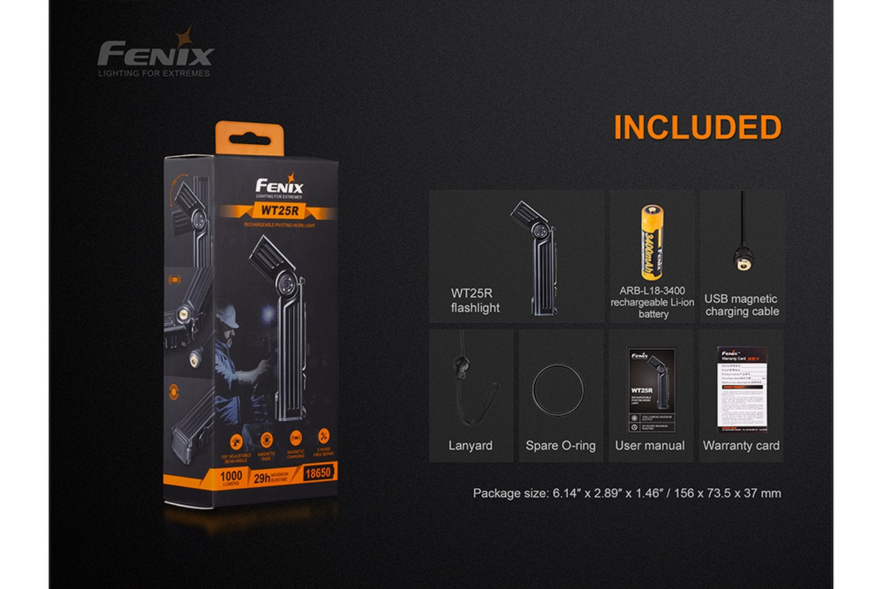Fenix WT25R 1000 Lumens Rechargeable LED Work Flashlight