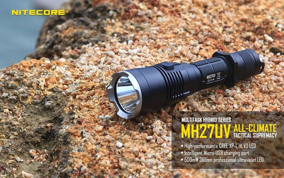 Nitecore MH27UV 1000 Lumens USB Rechargeable LED Flashlight W/ Red, Blue, And Ultraviolet LED Flashlight Nitecore