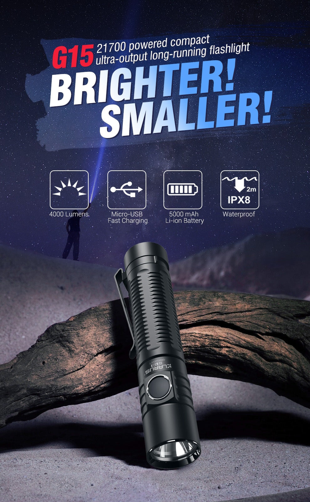 Klarus G15 Compact Flashlight Flashlight Klarus