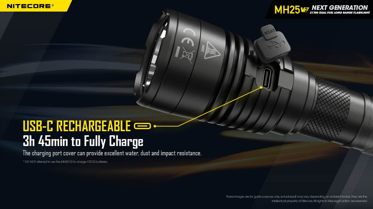Nitecore MH25 v2 1300 Lumen Tactical Flashlight, USB-C Rechargeable