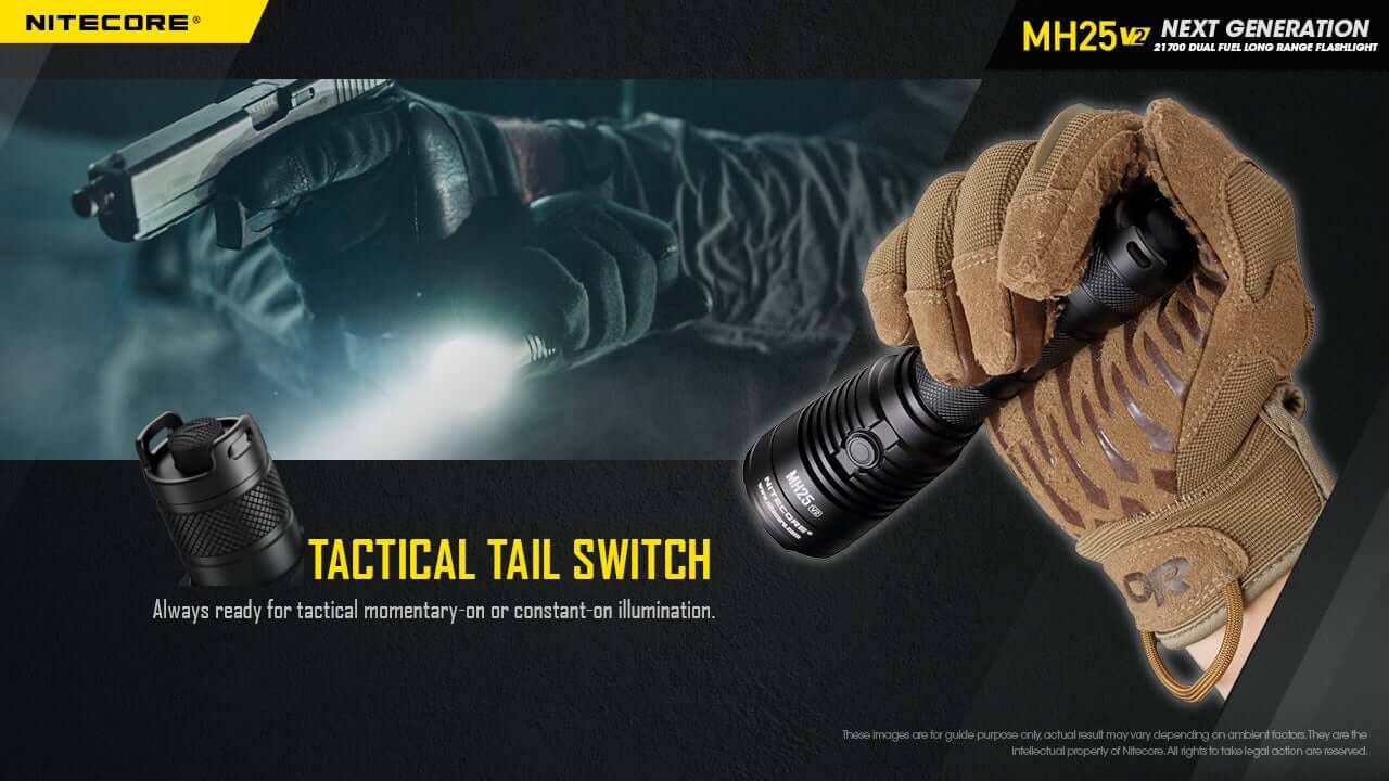 Nitecore MH25 v2 1300 Lumen Tactical Flashlight, USB-C Rechargeable