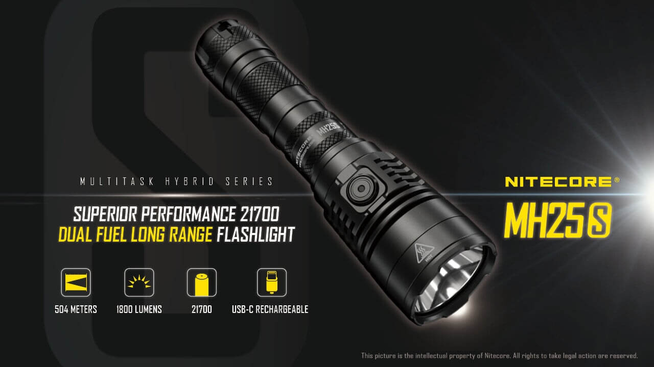 Nitecore MH25 v2 1300 Lumen Tactical Flashlight, USB-C Rechargeable