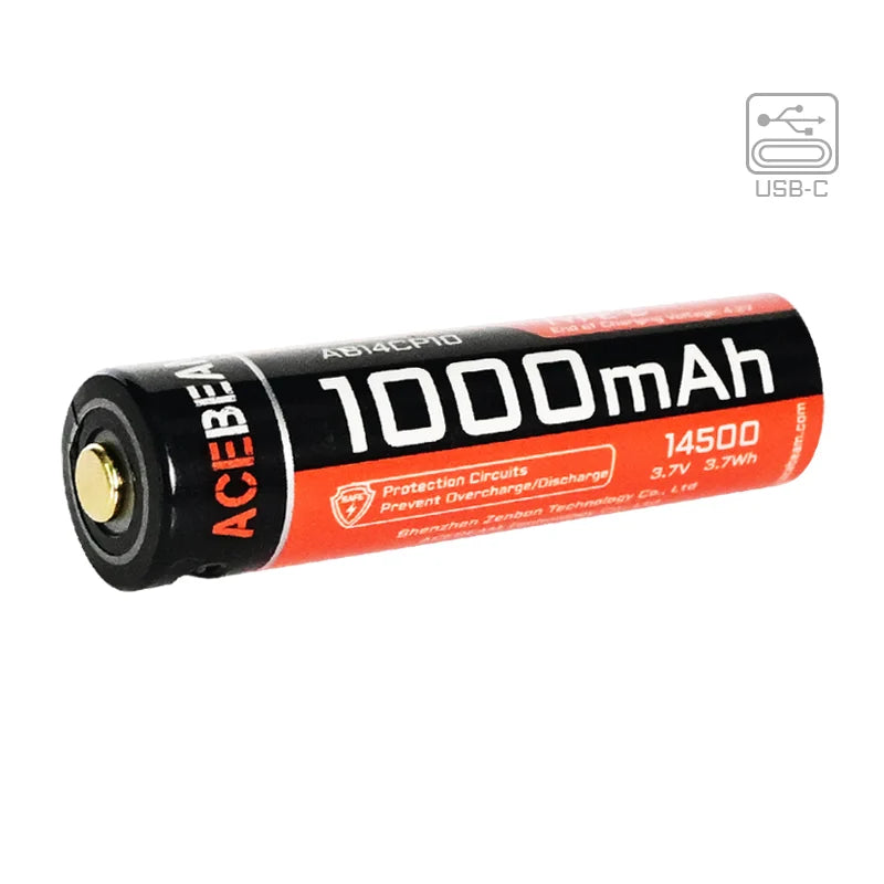 Acebeam 14500 1000mAh USB-C Rechargeable Li-ion Battery