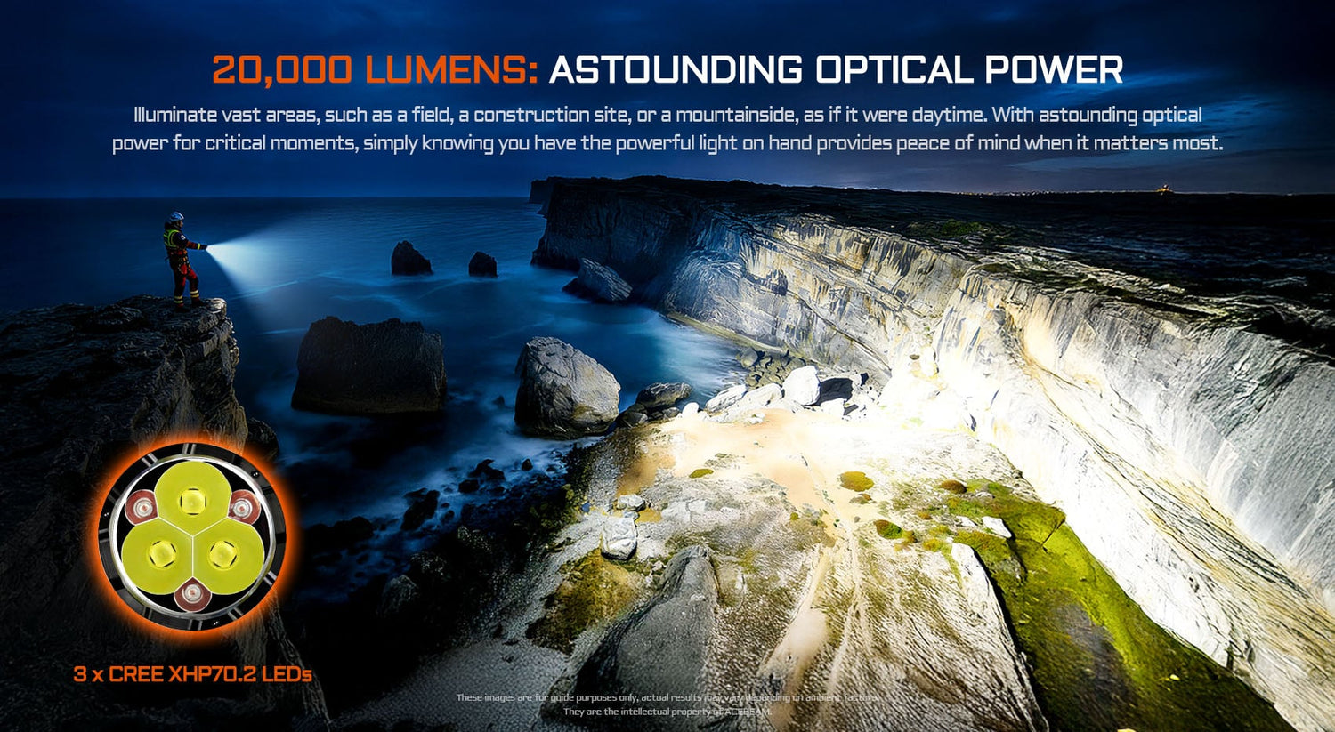 “Acebeam X30 high-power dual-source search light – Long-range professional LED flashlight”