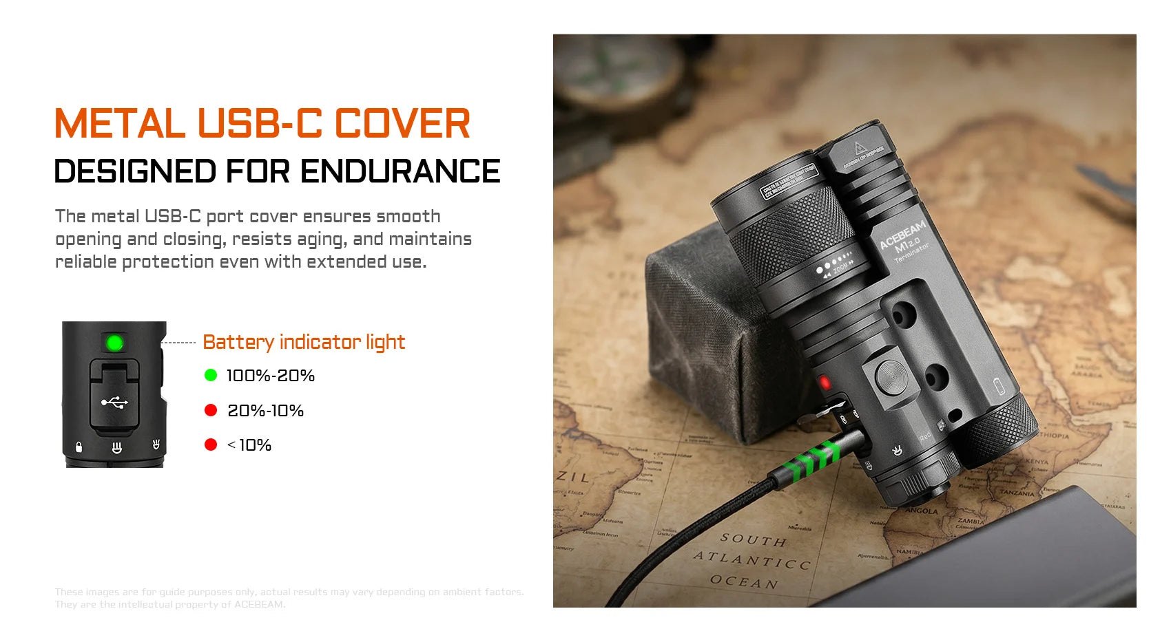 Acebeam Terminator M1 2.0 – Dual Head Zoomable LEP + LED Flashlight with Red Light **Will ship around August 16th***