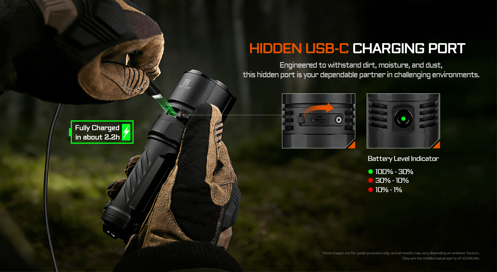 “Acebeam X30 high-power dual-source search light – Long-range professional LED flashlight”