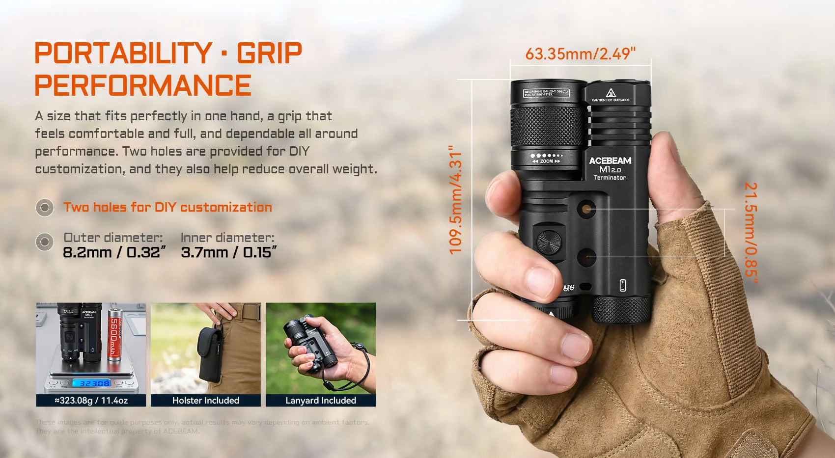 Acebeam Terminator M1 2.0 – Dual Head Zoomable LEP + LED Flashlight with Red Light **Will ship around August 16th***