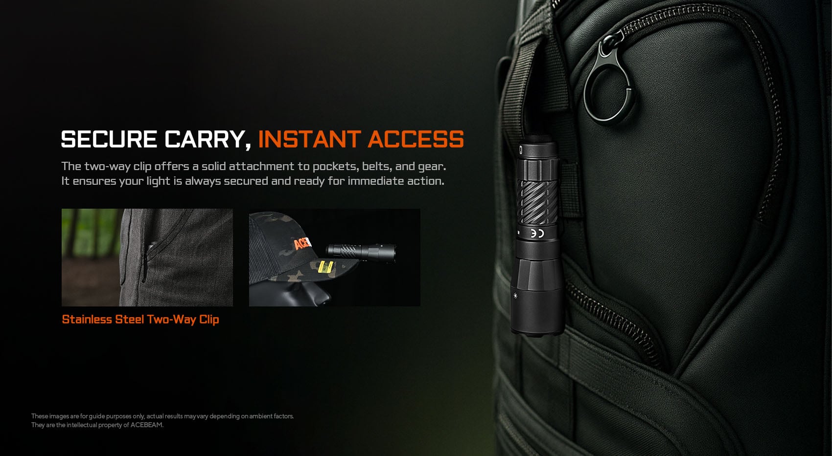 “Acebeam W20 LEP flashlight with wide-angle spill – long-range high-performance search light”