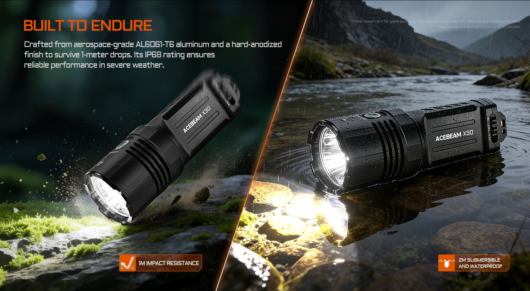 “Acebeam X30 high-power dual-source search light – Long-range professional LED flashlight”