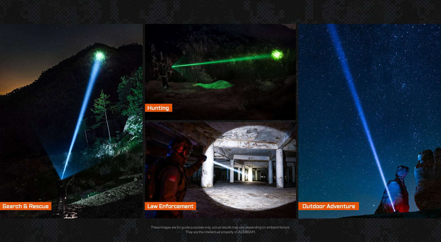 “Acebeam W20 LEP flashlight with wide-angle spill – long-range high-performance search light”