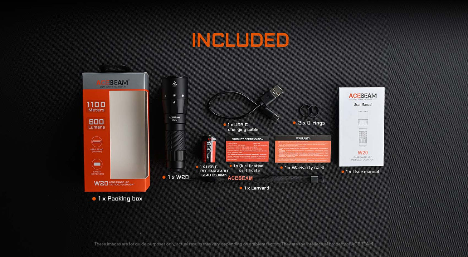 “Acebeam W20 LEP flashlight with wide-angle spill – long-range high-performance search light”