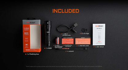 “Acebeam W20 LEP flashlight with wide-angle spill – long-range high-performance search light”