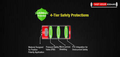 Klarus 16340-850mAh Rechargeable Battery (with USB port)